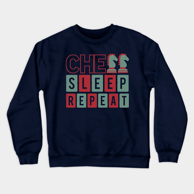 Vintage chess set player Chess Sleep Repeat T-shirt Crewneck Sweatshirt by onalive